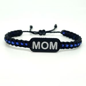 Police Thin blue line mom  bracelet, thin blue line proud mom bracelet -support